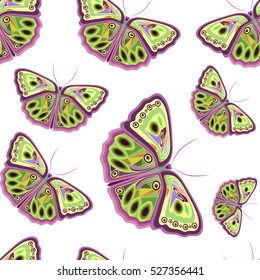 bright seamless pattern with butterflies