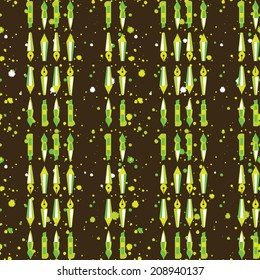 Bright seamless pattern by art and design accessories: pen, pencil, brush, knife