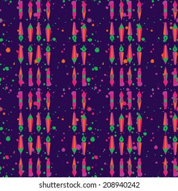 Bright seamless pattern by art and design accessories: pen, pencil, brush, knife