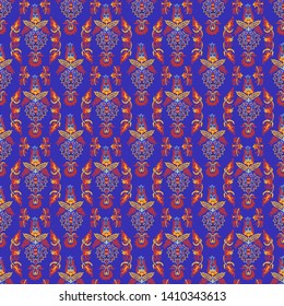 Bright seamless pattern with Central Asian ornaments.