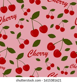 

bright seamless pattern with cherries on a pink background