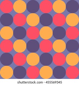 Bright seamless pattern of circles. Inclined rows.