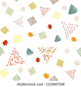 Bright seamless pattern with colored autumn leaves.