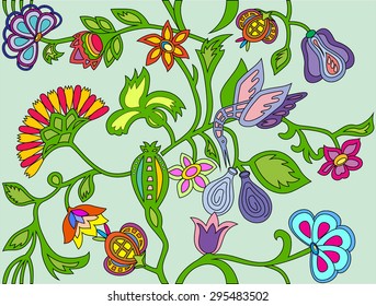 Bright seamless pattern colorful flowers fancy image
