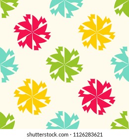Bright seamless pattern with colorful geometric shapes.