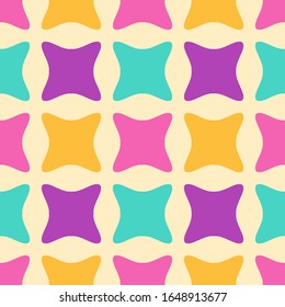 Bright seamless pattern with colorful geometric shapes.