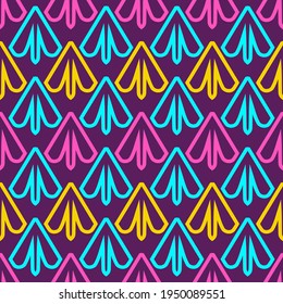 Bright seamless pattern with colorful geometric elements.