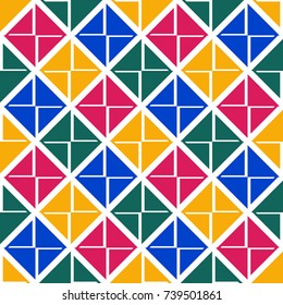 Bright seamless pattern with colorful geometric ornament.