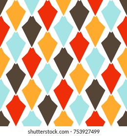 Bright seamless pattern with colorful geometric elements.