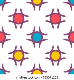 Bright seamless pattern with colorful geometric elements.