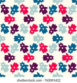 Bright seamless pattern with colorful geometric shapes as beetles. Stylish abstract artwork.