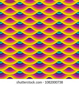 Bright Seamless Pattern with Colorful Waves. Vector Illustration for Wrapping Paper, Party Banners and Carnival Stuff