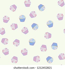 Bright seamless pattern with cupcakes.