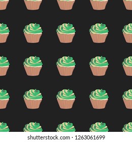 Bright seamless pattern with cupcakes.