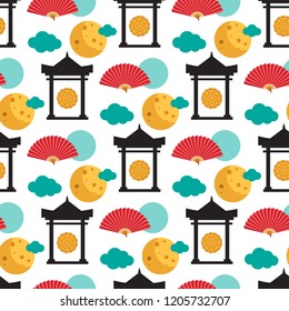 Bright seamless pattern dedicated to the Chinese folk festival Mid Autumn Festival