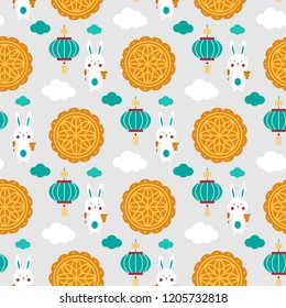 Bright seamless pattern dedicated to the Chinese folk festival Mid Autumn Festival