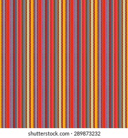 Bright seamless pattern in ethnic folk style, funny multicolored stripes and zigzags.