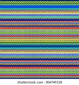 Bright seamless pattern in ethnic folk style, funny multicolored stripes and zigzags.