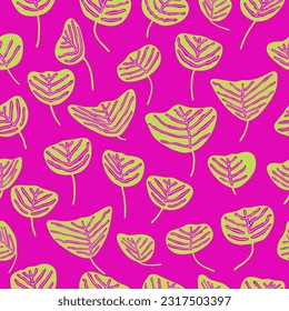 Bright seamless pattern with exotic leaves