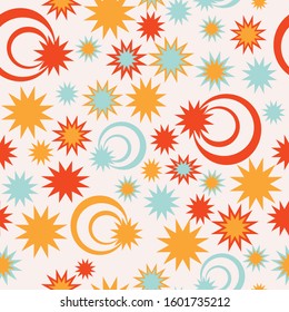 bright seamless pattern in fashion trend colours. Simple shapes cute and nice illustration 