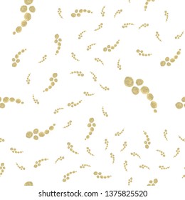 Bright Seamless Pattern with figures Gold color. For design, textile, pattern fills, box, posters, cards, web page background etc. Pattern under the mask. Vector.