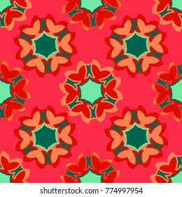 Bright seamless pattern with floral geometric ornament.