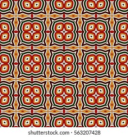 Bright seamless pattern with floral ornament. Colorful abstract background. Ethnic and tribal motifs. Ornamental vivid wallpaper. Vector art illustration.