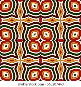 Bright seamless pattern with floral ornament. Colorful abstract background. Ethnic and tribal motifs. Ornamental vivid wallpaper. Vector art  illustration.