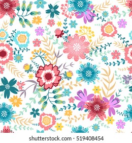 Bright seamless pattern with flowers. Can be used as a background for the site and design of the fabric. Floral ornament. Vector.