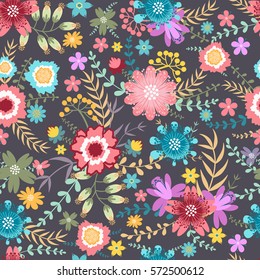 Bright seamless pattern with flowers. Can be used as a background for the site and design of the fabric. Floral ornament. Vector.