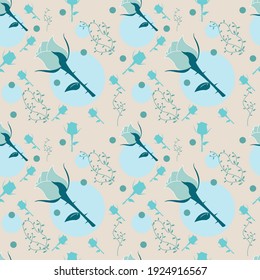 Bright seamless pattern flowers drawn and foliage on paper paints. Suitable for textile design and other users.