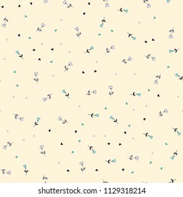 Bright Seamless pattern with flowers and hearts. Floral background for fabric, covers and wallpaper.