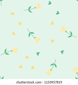 Bright Seamless pattern with flowers and hearts. Floral background for fabric, covers and wallpaper.