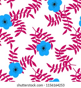 Bright Seamless pattern with flowers and hearts. Floral background for fabric, covers and wallpaper.