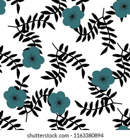 Bright Seamless pattern with flowers and hearts. Floral background for fabric, covers and wallpaper.