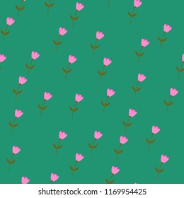 Bright Seamless pattern with flowers and hearts. Floral background for fabric, covers and wallpaper.