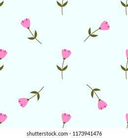 Bright Seamless pattern with flowers and hearts. Floral background for fabric, covers and wallpaper.