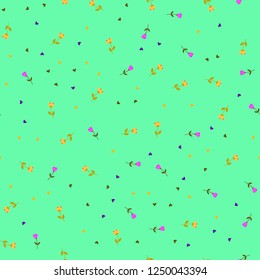 Bright Seamless pattern with flowers and hearts. Floral background for fabric, covers and wallpaper.