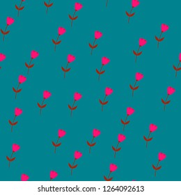 Bright Seamless pattern with flowers and hearts. Floral background for fabric, covers and wallpaper.