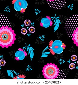 Bright seamless pattern with flowers  in vector