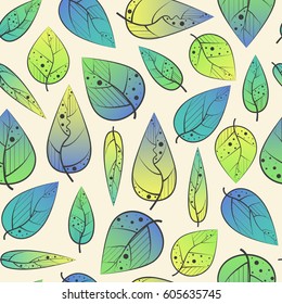 Bright seamless pattern with foliage.
