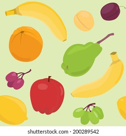 Bright seamless pattern with fruits