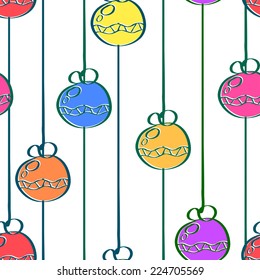 Bright seamless pattern with a garland in a simple style. Christmas. Vector illustration. 