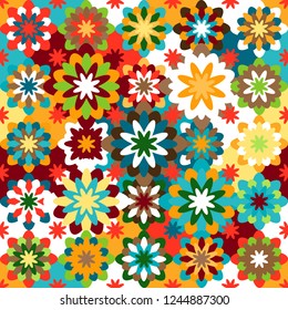Bright seamless pattern of geometric shapes. Color creates the volume elements.