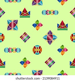 Bright, seamless pattern of geometric shapes.