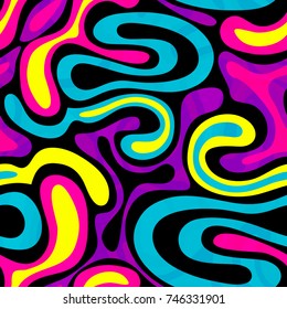 bright seamless pattern in graffiti style on a black background