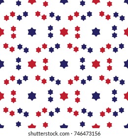 Bright seamless pattern with groups of geometric stars.