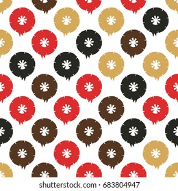 Bright seamless pattern with grunge circular geometric elements.