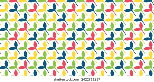 Helles, nahtloses Muster mit handgezeichneten Federblättern. Sommerfoliendesign mit bunten Elementen zum Packen von Papierdrucken und Textilien. Schöne Illustration mit sich wiederholenden Formen