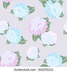 Bright seamless pattern hydrangea, pattern, background. Vector illustration.